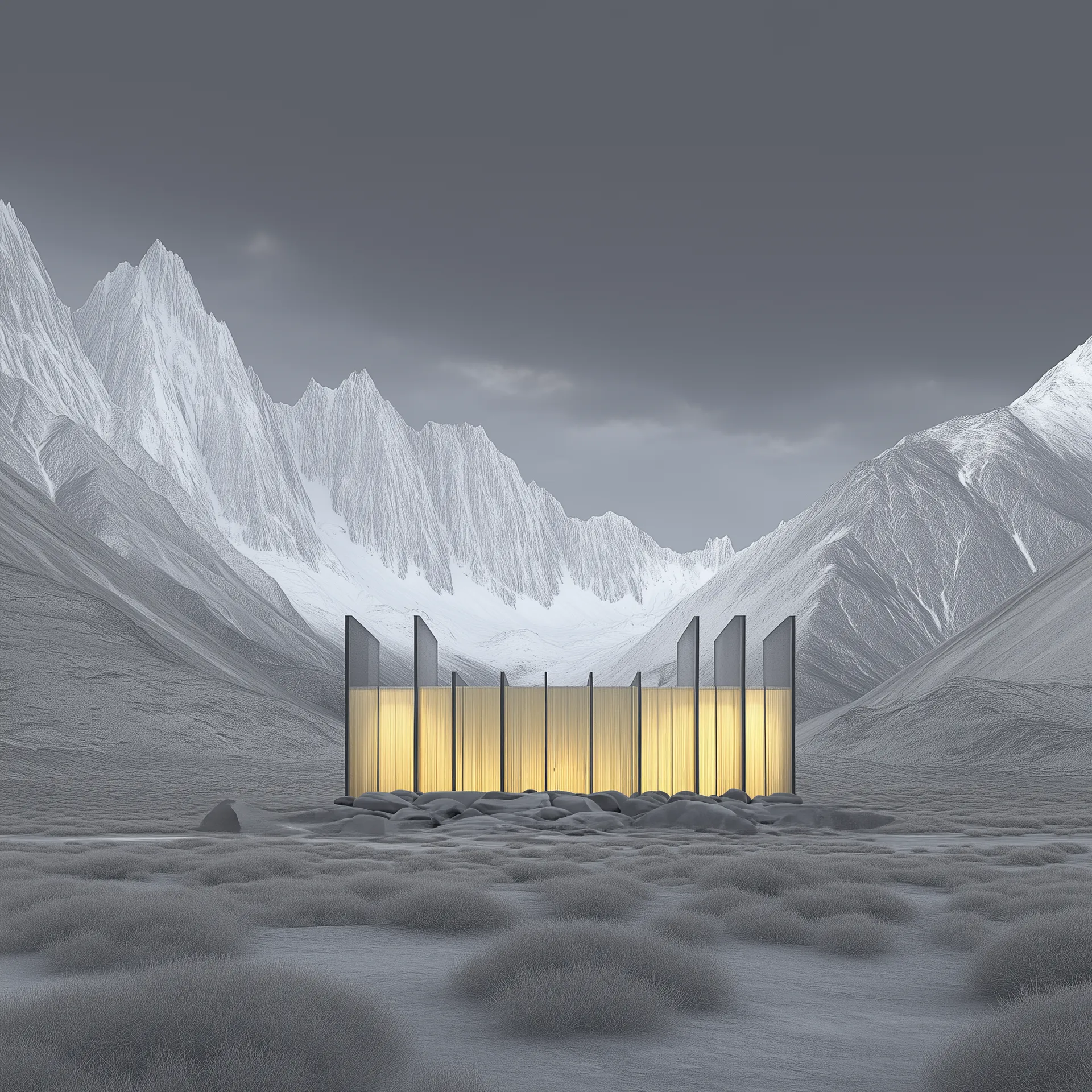 Patagonia Light Box — cabin flagship store surrounded by forest, concept render