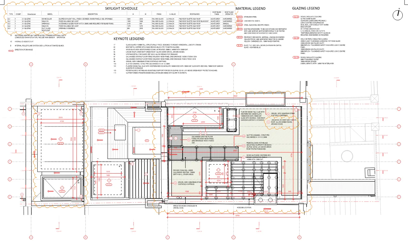 Roof garden design — elevated terrace with structural planting and timber decking