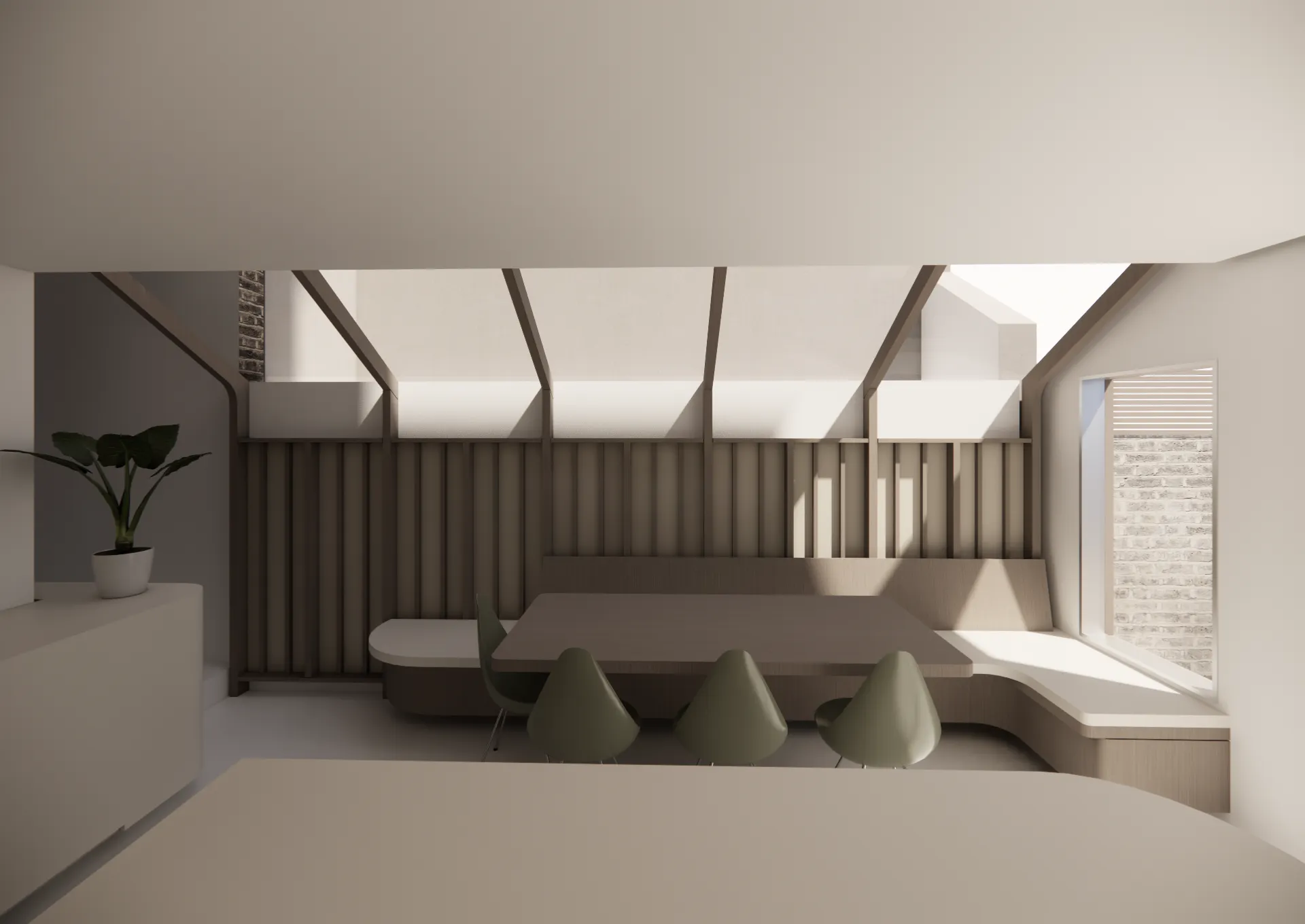 Biscay Road open-plan living space interior render
