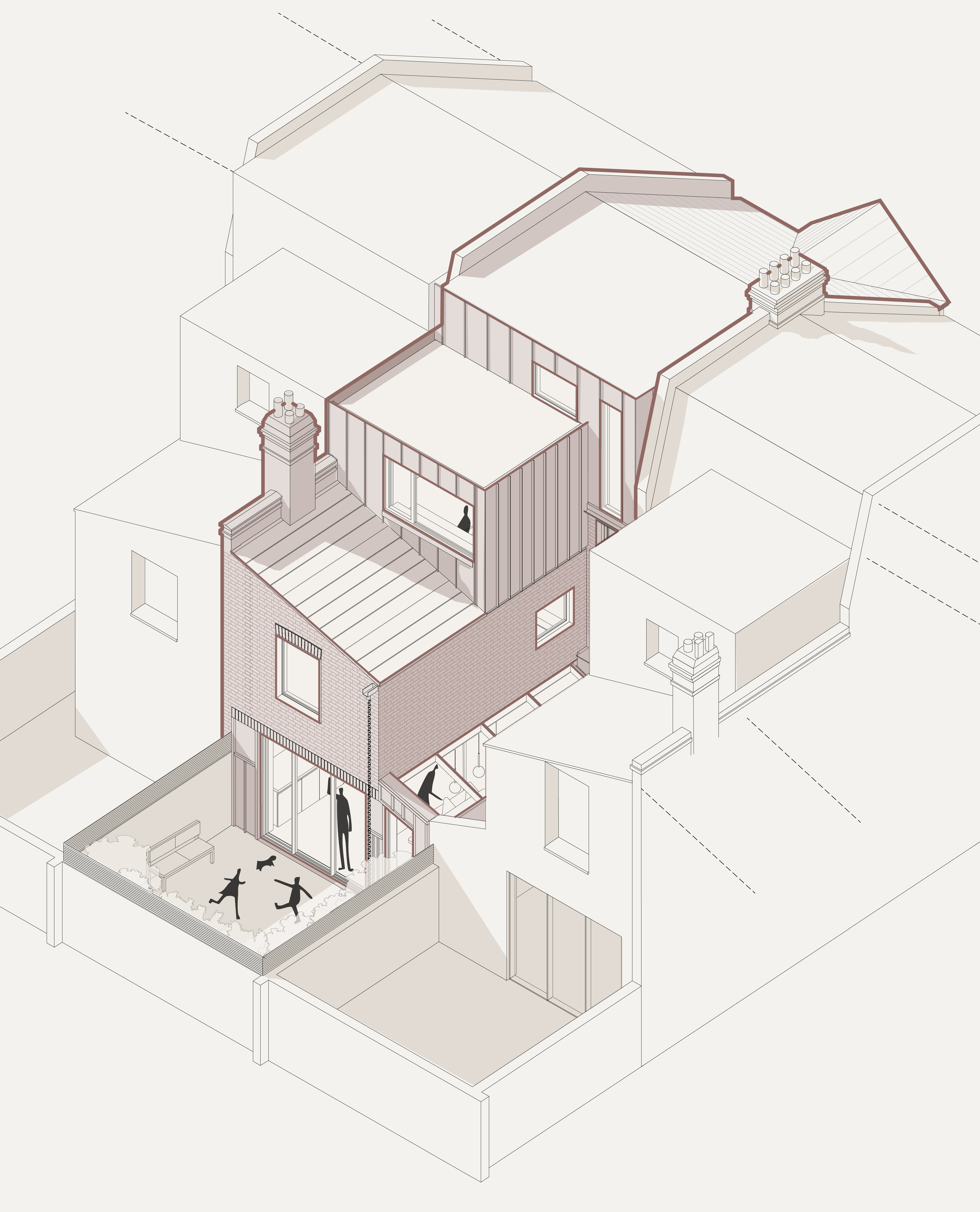Biscay Road axonometric drawing