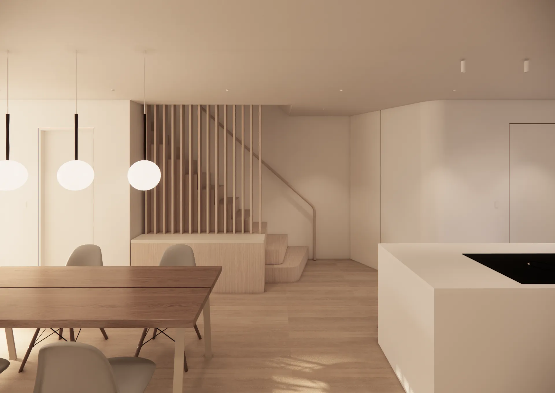Interior Design Feature Staircase Wood Slats
