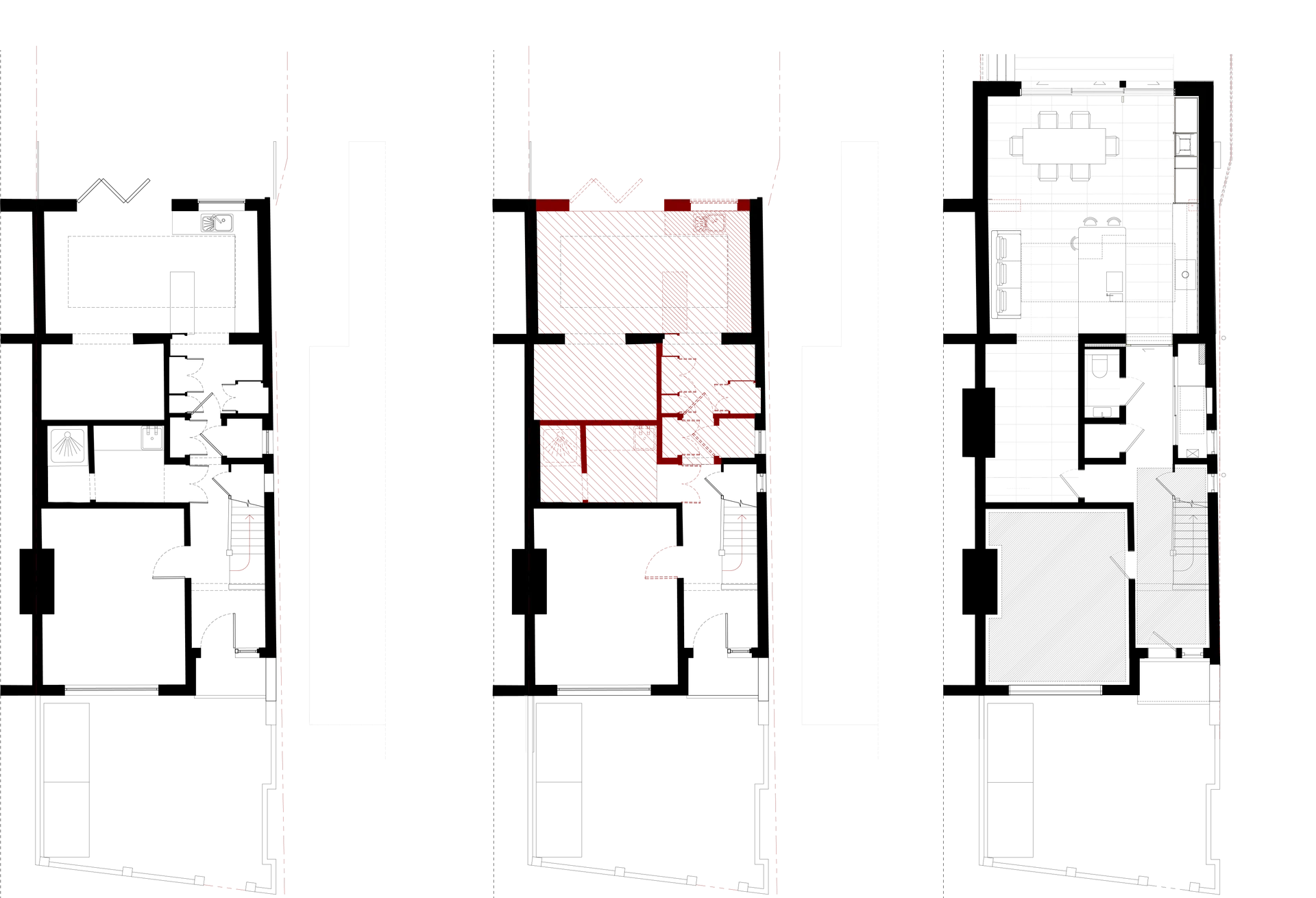 St Leonards Road floor plans — existing, demolition and proposed