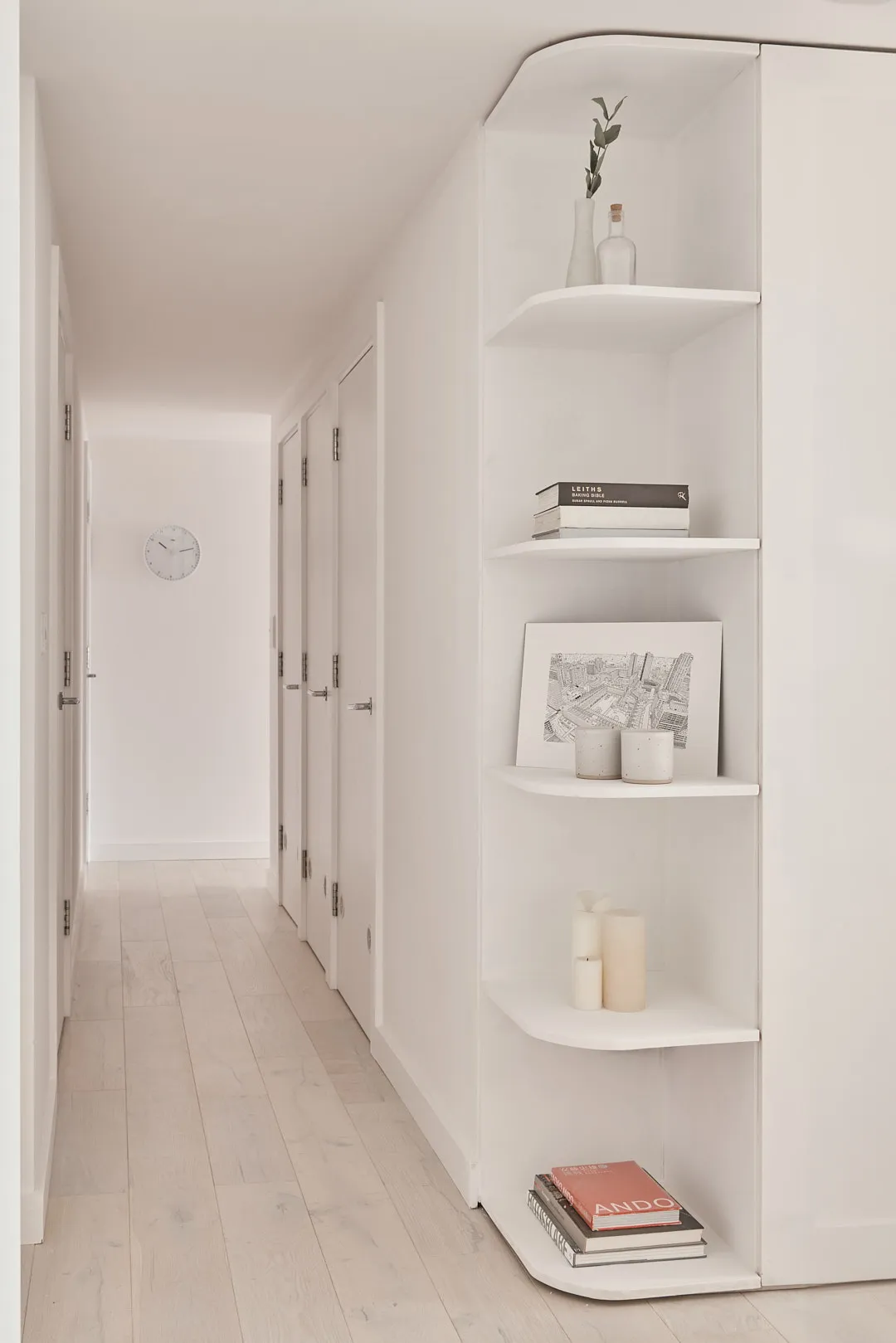 Minimalist biophilic Japandi design — fitted joinery and wardrobe